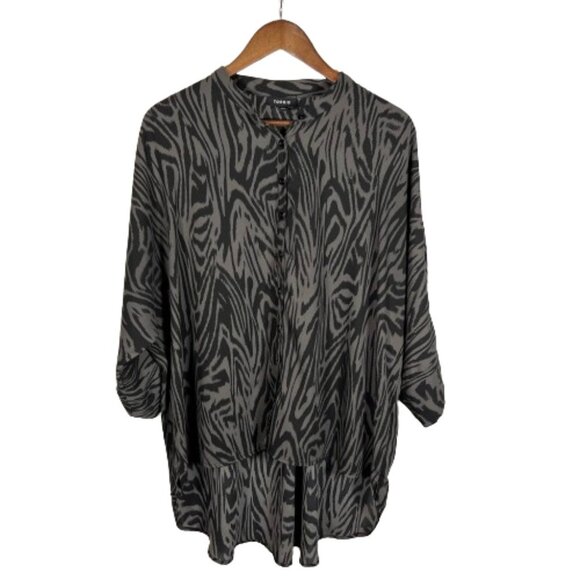 Torrid Womens Zebra Animal Print Kimono Style Blouse Size 1X High Low Button Up - Picture 1 of 13